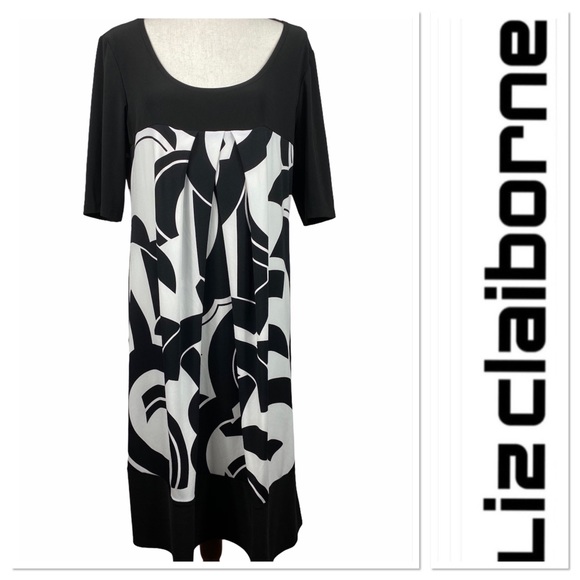 liz claiborne black and white dress